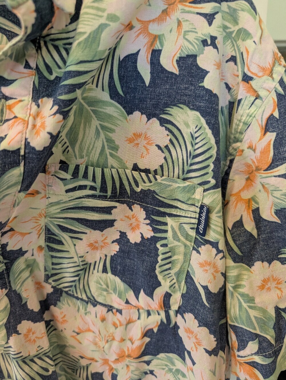 Chubbies Hawaiian 3 Button Shirt - Blue with Pink & Green Floral- Sz XL - Picture 4 of 5